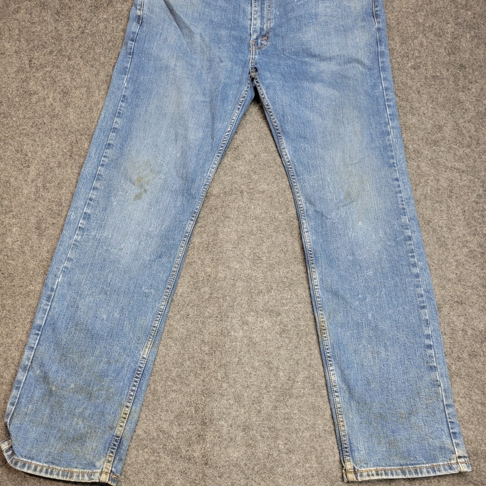 Levis 505 Jeans Mens 36x32 Blue Denim Boho Streetwear Grunge Festival Red Tab - Picture 4 of 14
